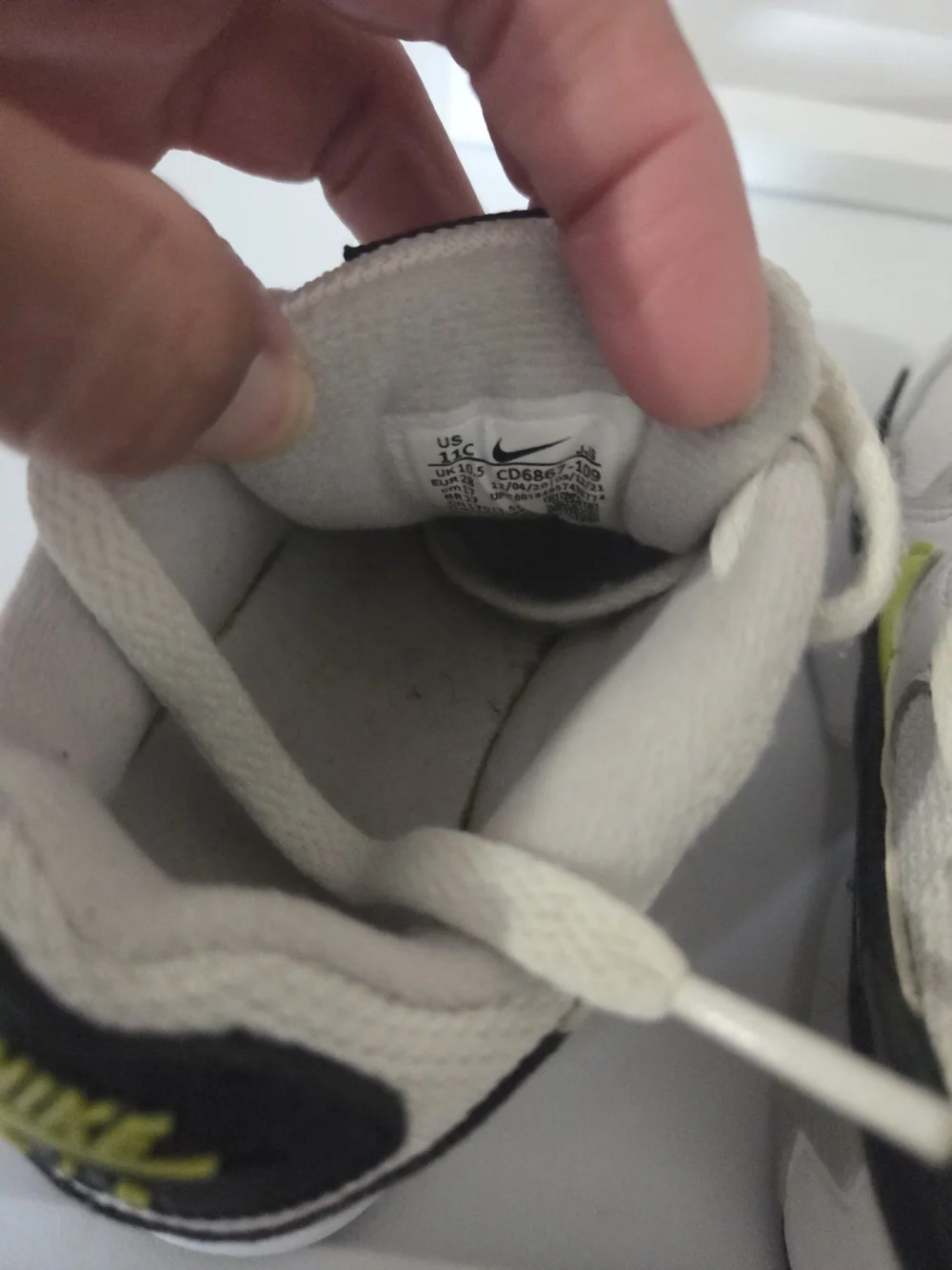 Nike Kids White Black Neon Yellow Air Max Style Sneakers